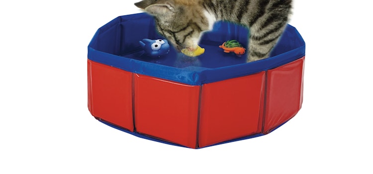NOBBY Katzen Spielpool mit Spielzeug rot/blau; Ø 30 x 11 cm