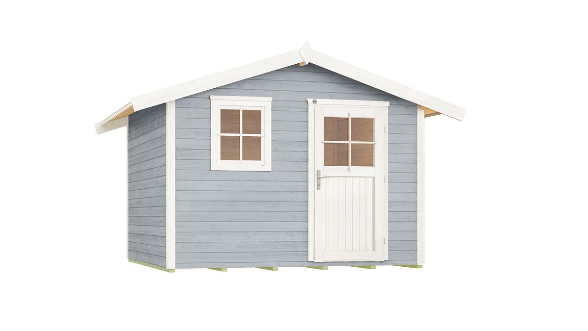 Weka Gartenhaus 123 - 28 mm grau 300 x 235 cm inkl. Einzeltür/Fenster (Gr. 4) - 50 % Rabatt auf Dacheindeckung