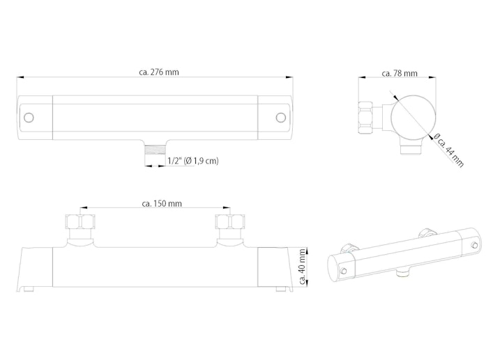 SCHÜTTE Duscharmatur VITA,Thermostatarmatur, Chrom   