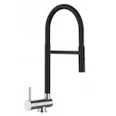 Vorschaubild Wasserhahn Vorfenster Küchenarmatur, Umklappbar 6 CM, LINKER HEBEL, mit 360° schwenkbarem Auslauf abnehmbare 2 strahl Handbrause, Schwarz Matt und Verchromt