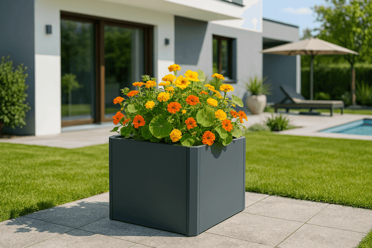 Premium Hochbeet aus Stahl anthrazit 80 x 80 x 75 cm