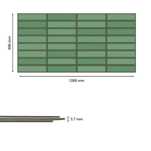 Revét Vinyl Wandfliese Butcherblock Grün Hochglanz 120 x 60 cm