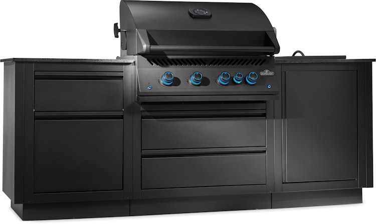 NAPOLEON Gasgrill Oasis Compact 105, Mattschwarz, mit BIG32-1 und Einbau SIZZLEZONE