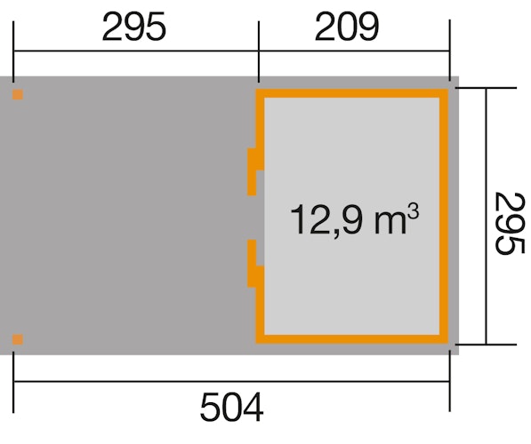 Weka Schiebetürhaus 225 A mit 295 cm Anbau - 21 mm