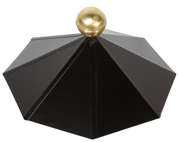 Wolff Finnhaus Dachhaube 8-eckig in schwarz mit Messingkugel