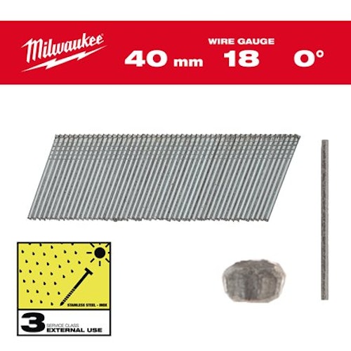 Milwaukee STAUCHKOPFNÄGEL, 18 GA, DÜNNER STIFTKOPF 40mm Inox 4932492562 