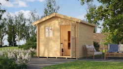 Weka Blockbohlen Saunahaus Mikkeli inkl. Elementsauna 28/68 mm