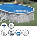 Vorschaubild Summer Fun Stahlwandpool Ovalformbecken-Set Steinoptik 610x375x120cm 