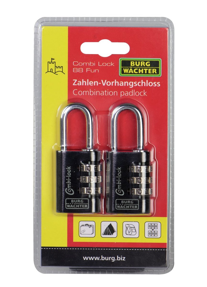 Burg Wächter Vorhang-Zahlenschloss DUO 88 30 Black SB