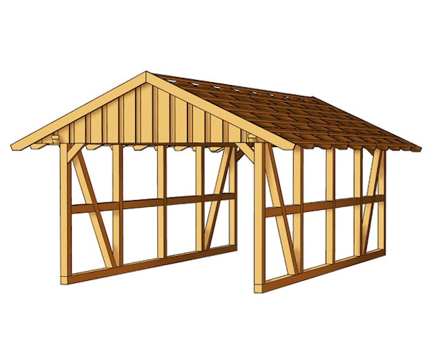 Skan Holz Schwarzwald - Satteldach Einzelcarport Breite 424 cm