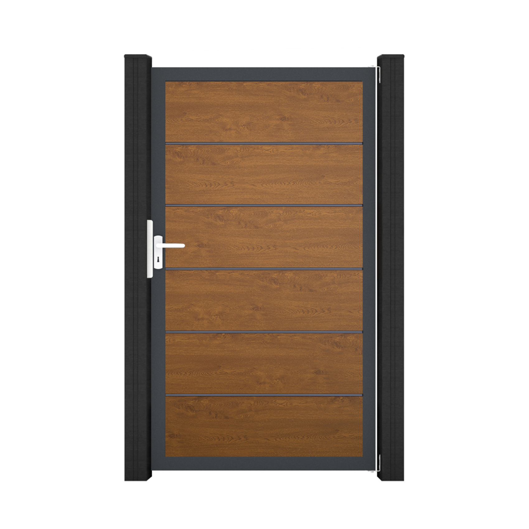 GroJa BasicLine PVC Stecksystem Premium Universal Einzeltor mit Anthrazitrahmen golden_oak