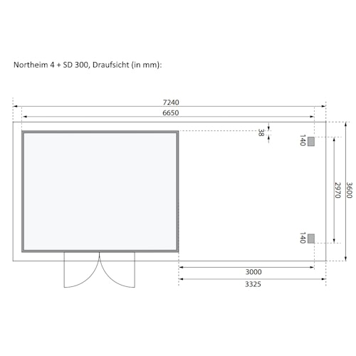 Karibu Woodfeeling Gartenhaus Northeim 4 inkl. 300 cm Schleppdach und Rückwand