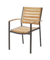Diamond Garden Stapelstuhl TREVISO, Edelstahl Dunkelgrau / Premium Teak