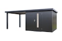 Vorschaubild Wolff Finnhaus Premium Metall Gartenhaus Thorin 6030 Anthrazit inkl. 300 cm Anbaudach (Modell 2026)