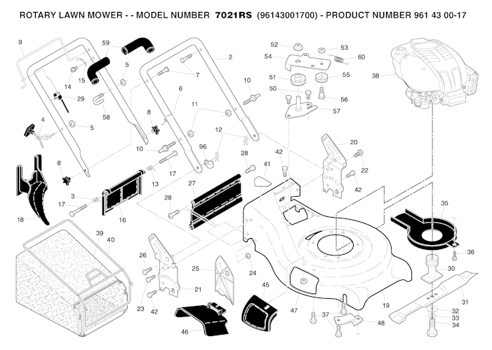 Husqvarna Rasenmäher gelegentliche Nutzung 96143001700 7021RS (Not for sale in California)
