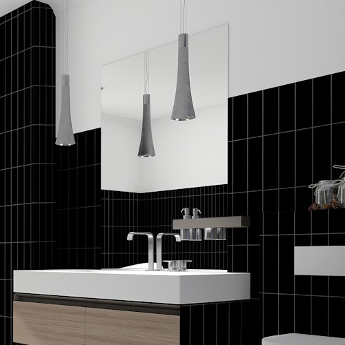 Revét Vinyl Wandfliese Butcherblock Schwarz Hochglanz 120 x 60 cm