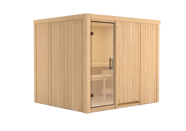 Karibu Sauna Gobin mit Fronteinstieg 68 mm inkl. gratis Sauna-Zubehörset im Wert von 234,94 €