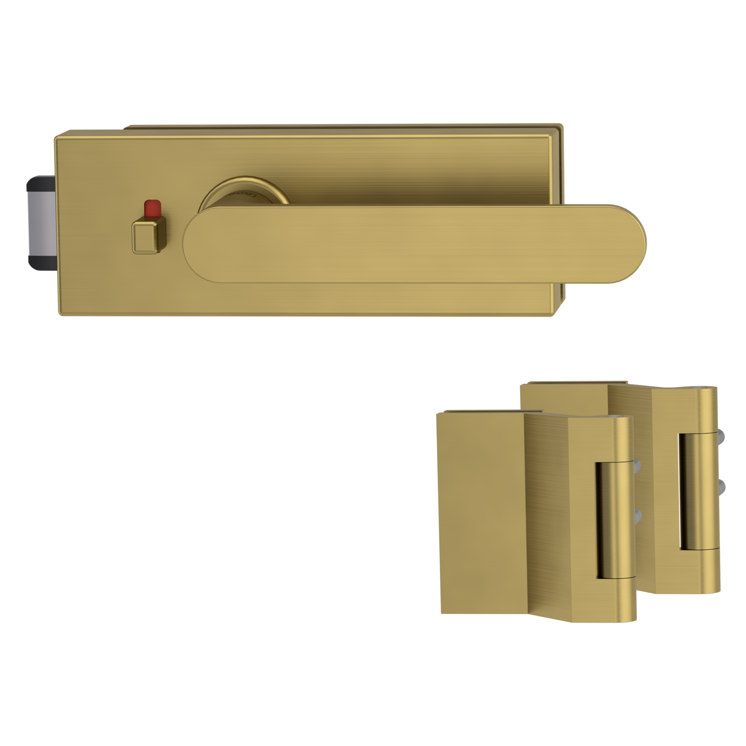 Griffwerk Glastürbeschlag PURISTO S mit Griff AVUS smart2lock Flüster 3-tlg. Bänder VAYA 291 AVUS Gold matt