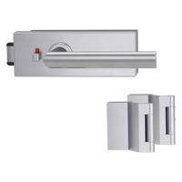 Griffwerk PURISTO S -Edelstahl matt Ganzglastürbeschlagset -3-teiliger Bandsatz -mit Griff OVIDA -EM -smart2lock