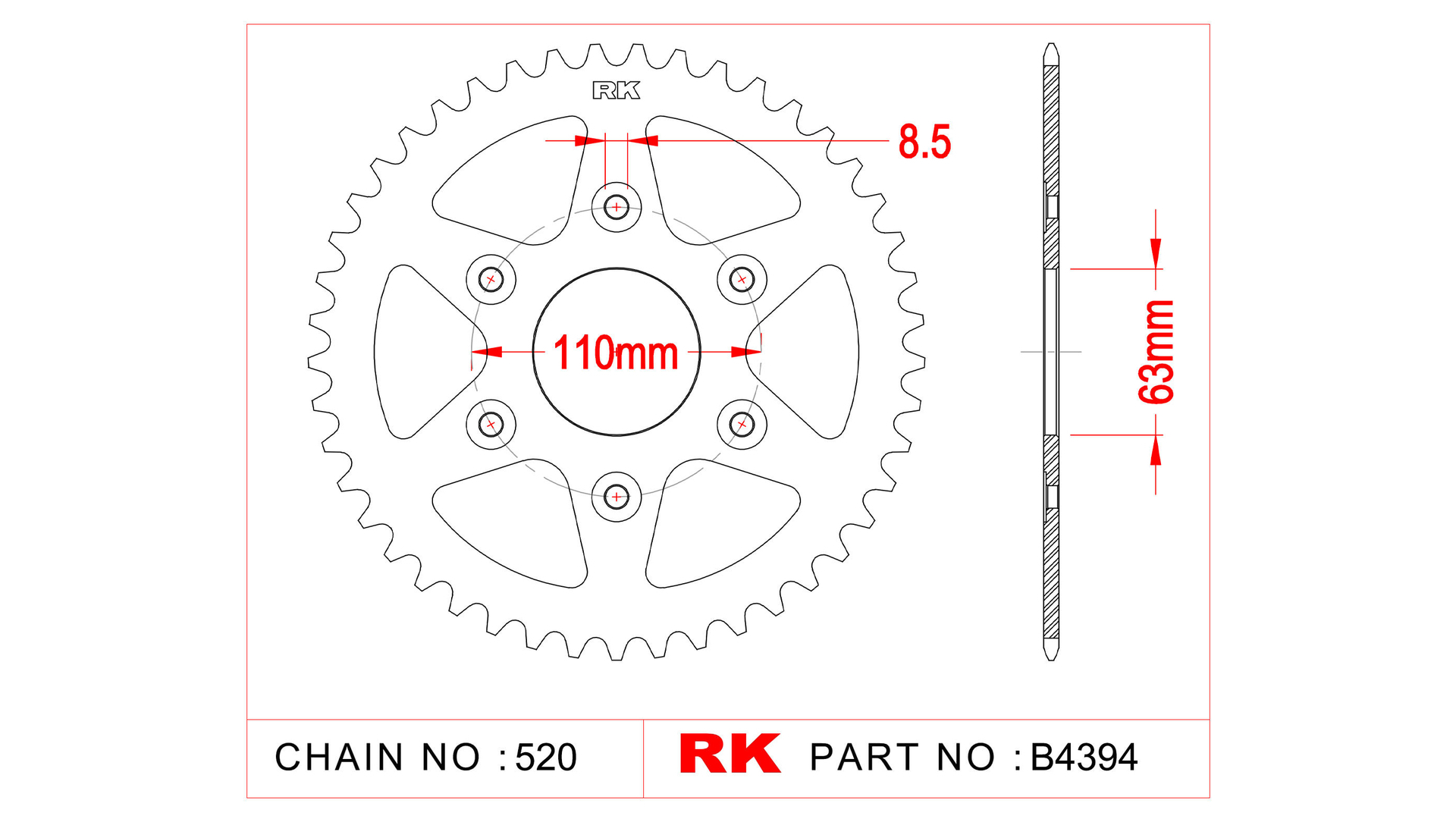 RK 4394 Kettenrad für Husqvarna 401, Svartpilen & KTM Adeventure, Duke und RC