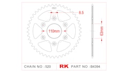 RK 4394 Kettenrad für Husqvarna 401, Svartpilen & KTM Adeventure, Duke und RC