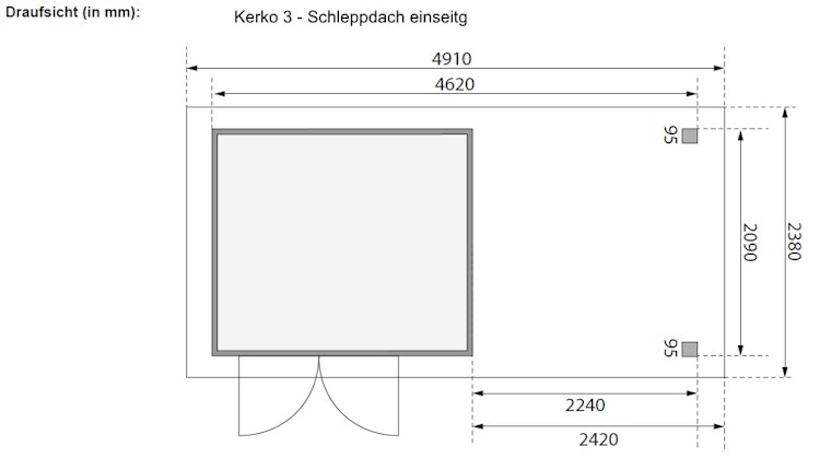 Karibu Woodfeeling Gartenhaus Kerko 3/4/5 mit 240 cm Schleppdach/Seiten- und Rückwand