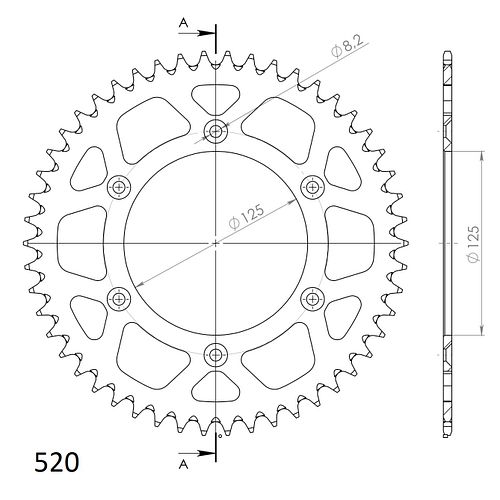Supersprox Alu-Kettenrad 520 51Z (Rot)