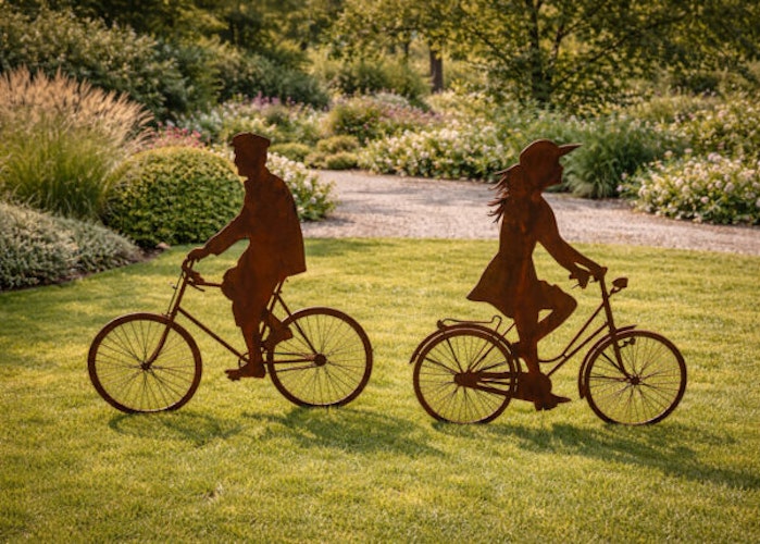 Badeko Deko-Fahrradfahrerin „Annelies“ in Edelrostoptik