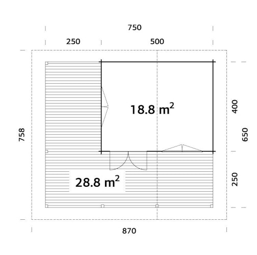 Palmako Ferienhaus Agneta 18,8+28,8 m² - 70 mm
