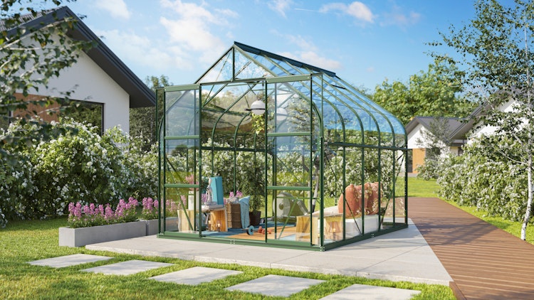 Vitavia Gewächshaus Dione/Diana 8300 inkl. 2 Dachfenster und Stahlfundamentrahmen - 8,3 m²