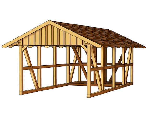Skan Holz Schwarzwald - Satteldach Einzelcarport Breite 424 cm