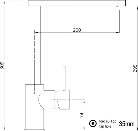 Wasserhahn Küchenarmatur, SAM, mit 360° schwenkbarem superflachem Auslauf, Verchromt