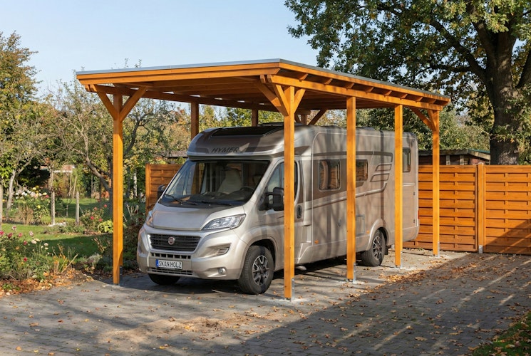 Skan Holz Emsland - Flachdach Caravan-Carport aus Leimholz Breite 402 cm