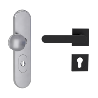 Griffwerk TITANO Kombi SB_882 ES1 (S2) -Edelstahl matt Kombi-Schutzbeschlag -Knopf/Drücker -mit Griff AVUS -GSC -eckig -L -ZA, 72mm -TS 38-50