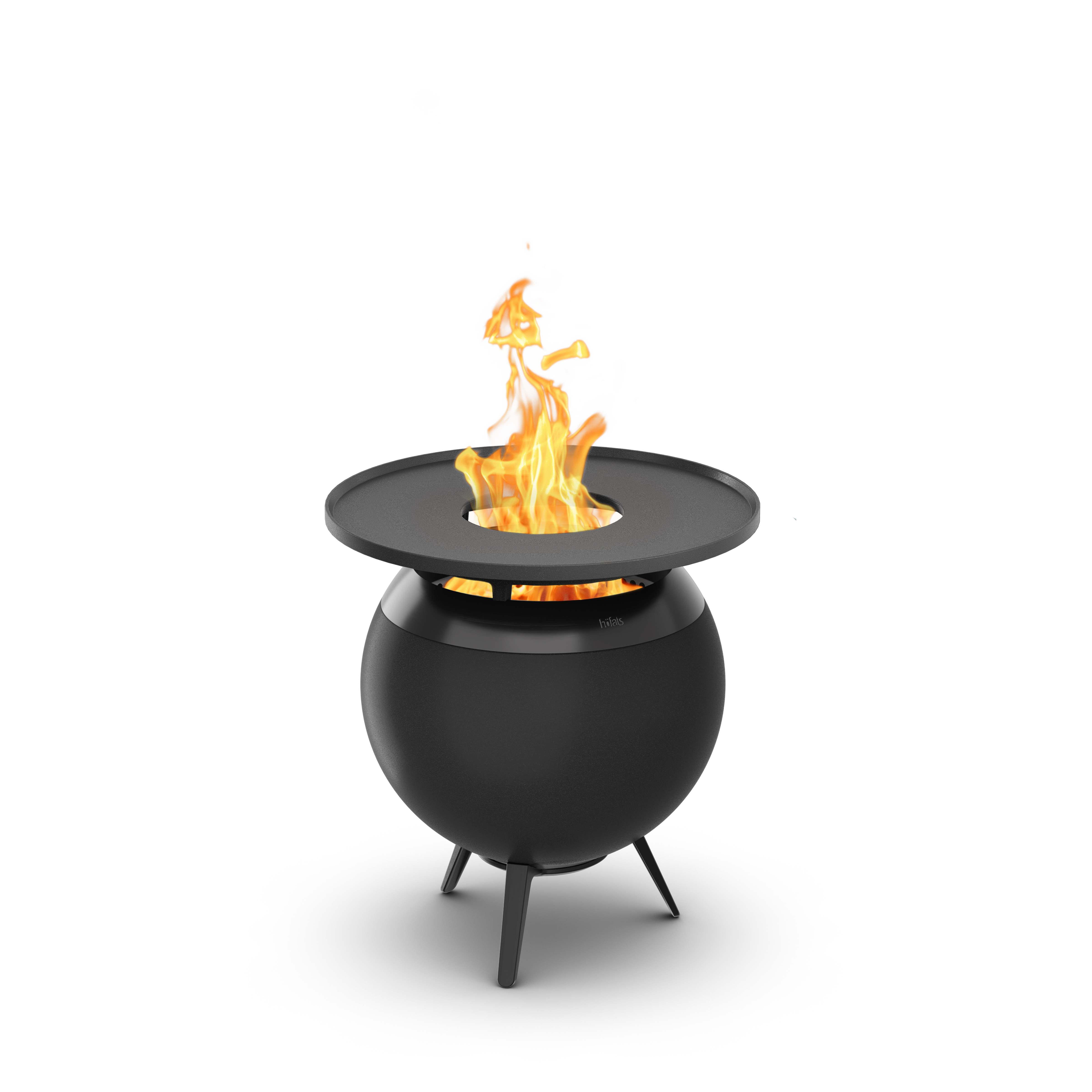 höfats MOON 45 All Black Plancha-Grillset mit niedrigem Fuß