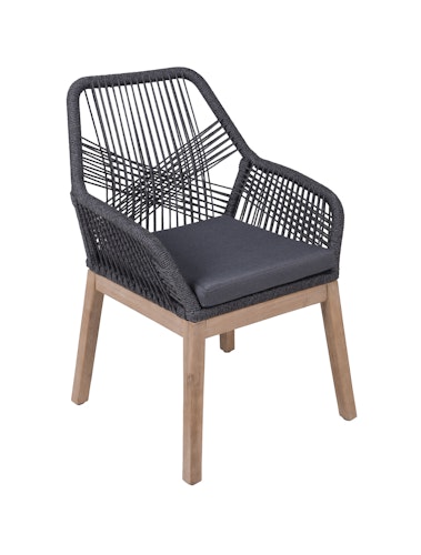 Garden Pleasure Gartenmöbel Set OAKLAND / POMONA, Tisch 200 x 100 + 4 Sessel, Akazie / Rope / Kissen 100 % Polyester