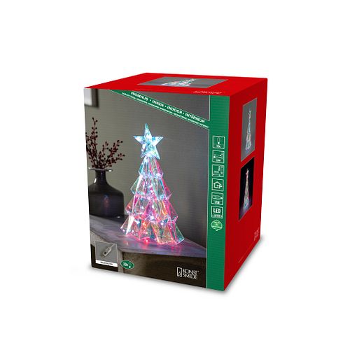 Konstsmide Weihnachtsbeleuchtung 3D Weihnachtsbaum mit Stern in kristalloptik, 80 RGBLEDs