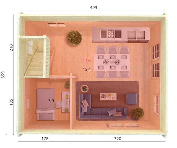 Palmako Ferienhaus Kendra 18,4 m² - 70 mm