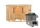Vorschaubild Karibu Multifunktions-Sauna Asta inkl. Infrarotstrahler mit Eckeinstieg 68 mm
