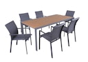 Vorschaubild Garden Pleasure Gartenmöbel Set SILEA / RANA 02, Tisch 200 x 100 + 6 Stapelsessel, Aluminium / Nonwood / Kunststoffgewebe