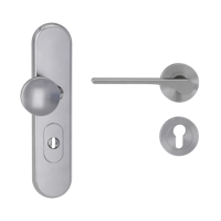 Griffwerk TITANO Kombi SB_882 ES1 (S2) -Edelstahl matt Kombi-Schutzbeschlag -Knopf/Drücker -mit Griff DESM LEAF LIGHT -SG -rund - L -ZA, 72mm -TS 38-50