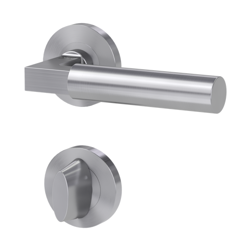 Griffwerk METRICO PROFESSIONAL Schraubtechnik GK4 -Edelstahl matt  Rosettengarnitur eckig -Schraubt. -WC rot/weiß