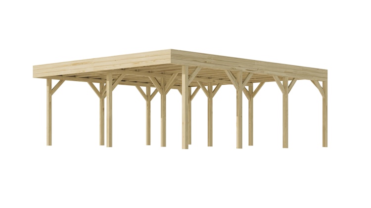 Weka Doppelcarport mit Vorbereitung zur Dachbegrünung 644 x 718 cm - Leimholz
