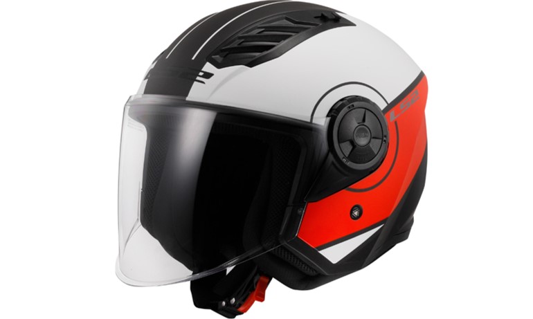 LS2 Jethelm OF616 Airflow II M Rot / Weiß Cover