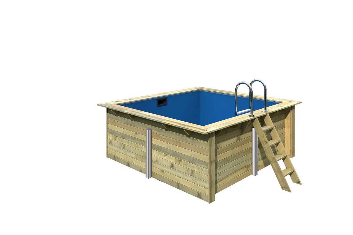 Karibu Rechteck Pool Gr. 1 - 350 x 320 cm - kesseldruckimprägniert Sparset mit Filteranlage Grundkörper ohne Terrasse