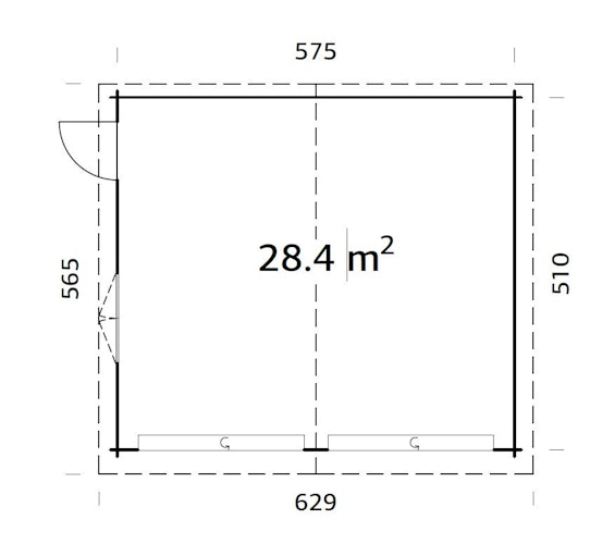 Palmako Garage Roger 28,4 m² - 44 mm - mit Sektionaltoren