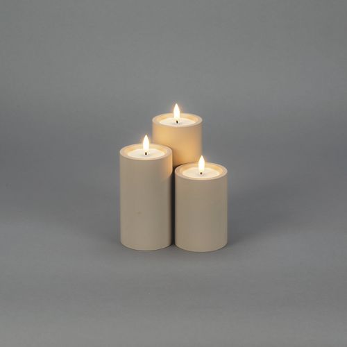Konstsmide Weihnachtsbeleuchtung LED Kerze aus Kunststoff mattbeige batteriebetrieben 10 cm