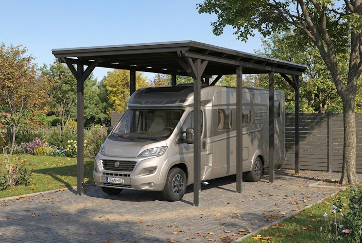 Skan Holz Emsland - Flachdach Caravan-Carport aus Leimholz Breite 402 cm