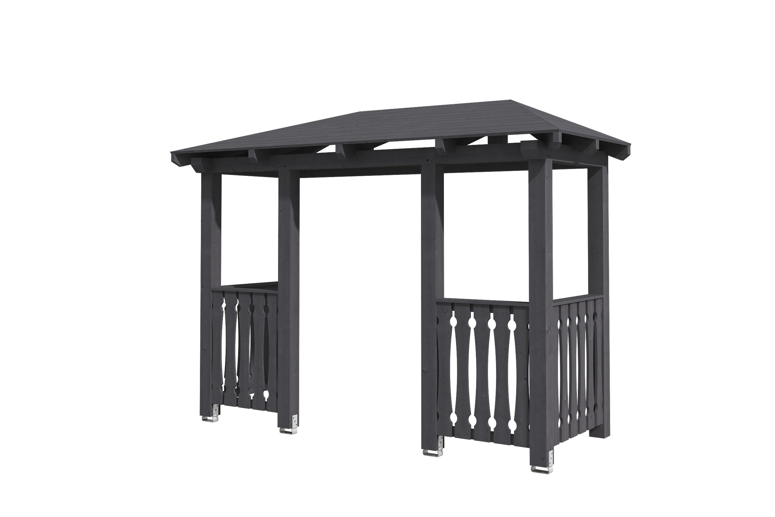 Skan Holz Walmdach Vordach Doppeltür Wismargrau Typ 6