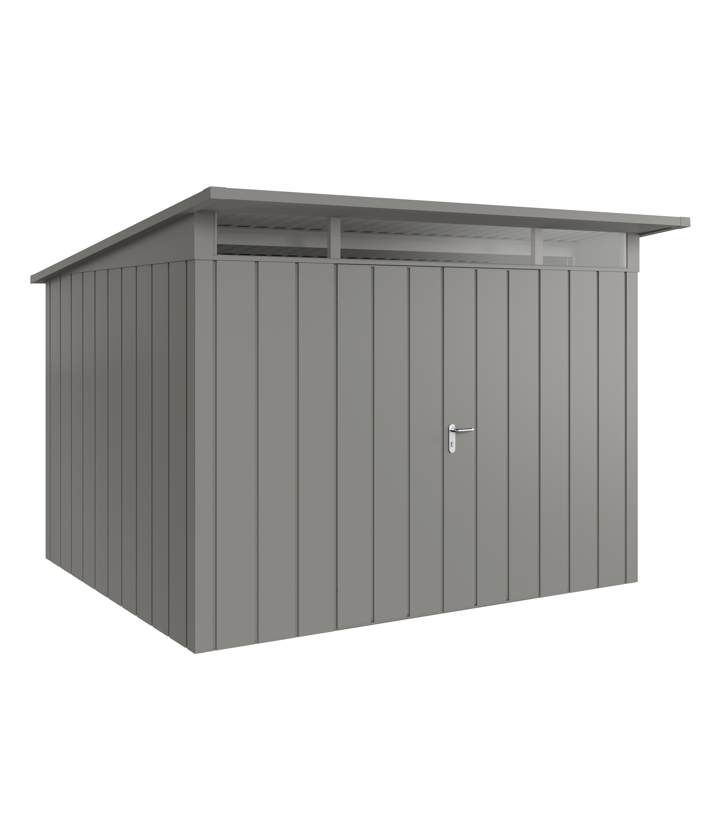 Hörmann Metall-Gerätehaus Juno JPD mit Pultdach B 310 x T 262 cm (JPD 13) Motiv Modern (mit schmalen Lamellen) Doppeltür...